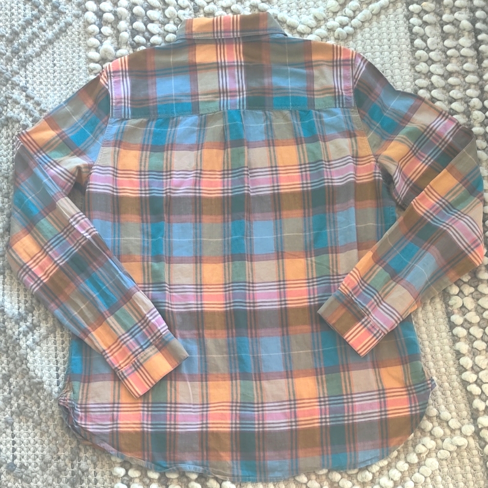 Madewell Plaid Button-Down Shirt in Blue, Orange, Pink, Green - Picture 2 of 3